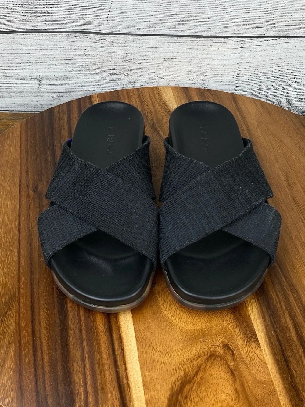 Rothy’s The Weekend Slide Sandal Black Knit Women’s Shoe Size 8